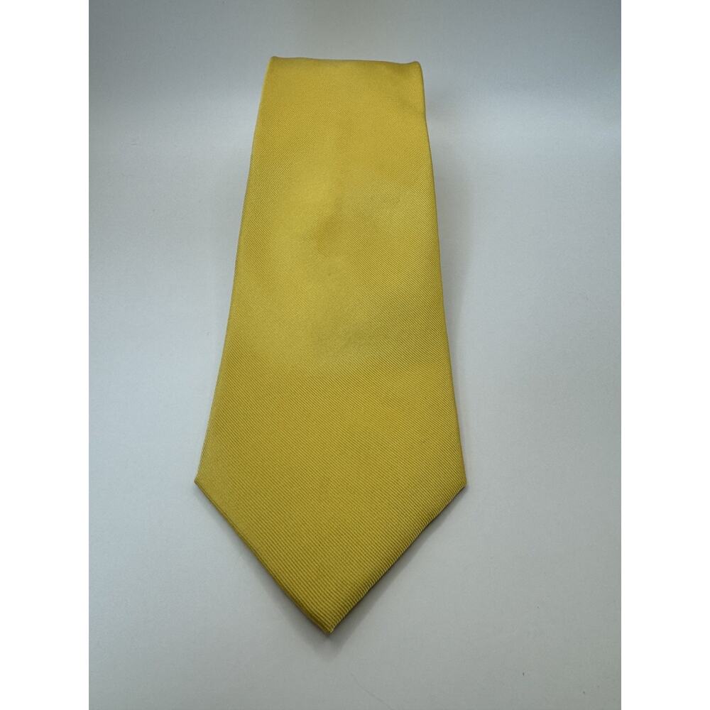 CHAPS 100% Silk Mens Necktie Solid Yellow Gold Textured Classic Tie Ralph Lauren